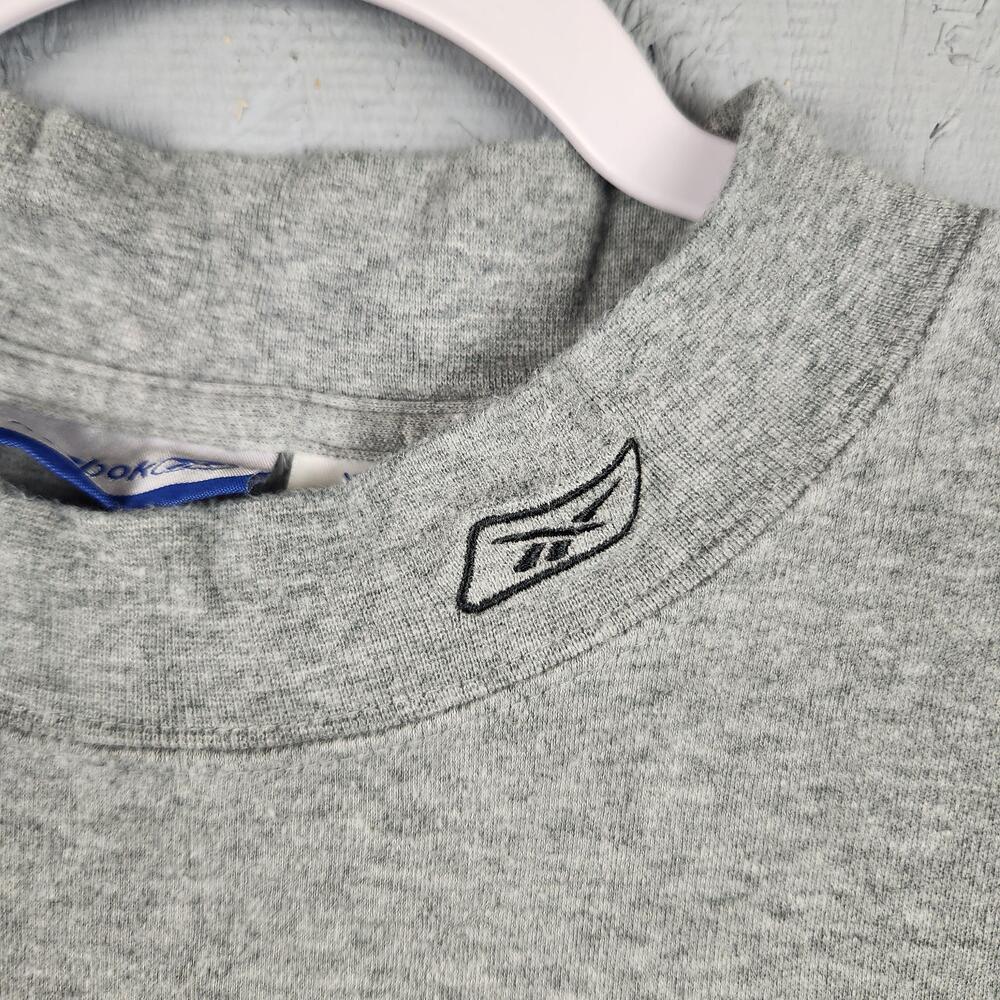 Vintage Reebok Shirt Mens Gray Long Sleeve Mock Neck Logo Athletic Gym Outdoors